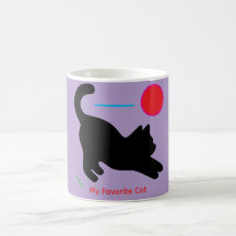 Custom Purple Coffee Mug with Black Cat