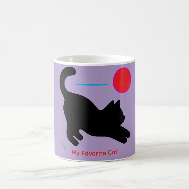 Custom Purple Coffee  Mug with Black Cat (Center)