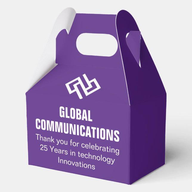 Custom Purple Computer Business Anniversary Party Favour Box (Front)