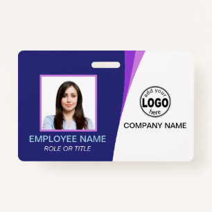 Custom Purple Corporate Employee Photo Name Tags ID Badge