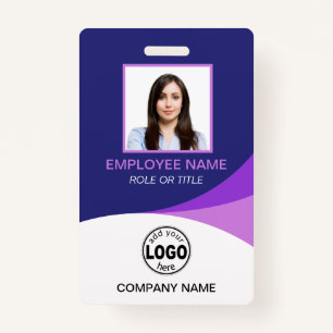 Custom Purple Corporate Employee Photo Name Tags ID Badge