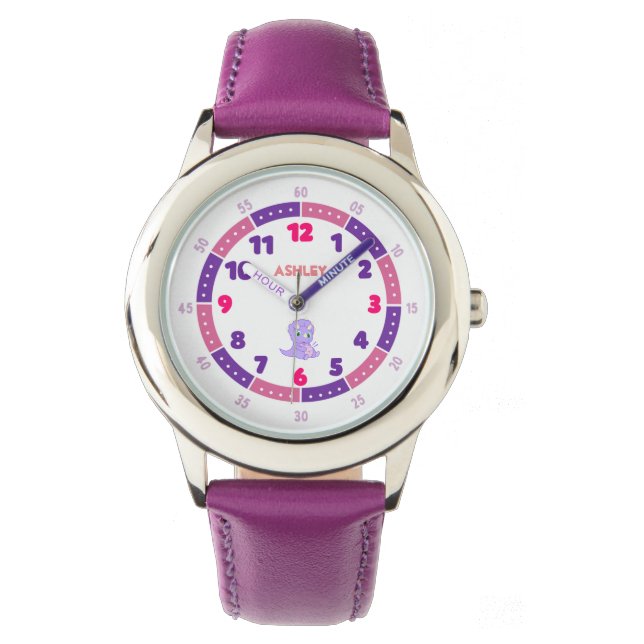 Custom Purple Dino Learning Watch (Front)