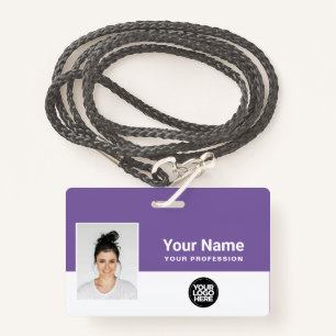 Custom Purple Employee Logo Name Lanyard Badge ID Badge
