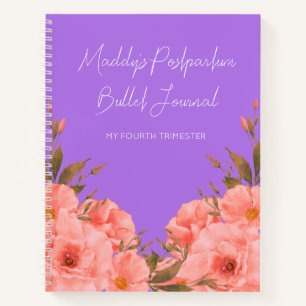 Custom Purple Floral Bullet Journal New Moms