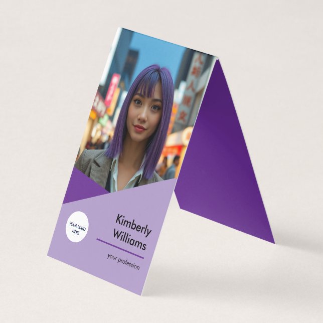 Custom Purple Folded Business Card (Front)