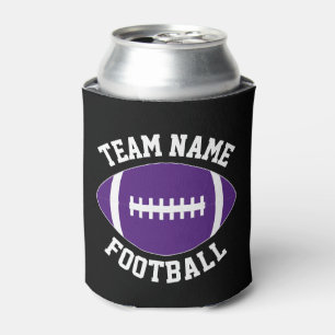 Custom Purple Football Team Name Personalised Text Can Cooler