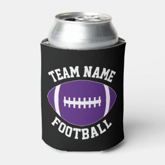 Custom Purple Football Team Name Personalised Text Can Cooler