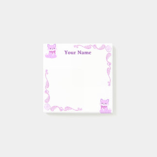 Custom Purple Fox Filigree Post-it Notes