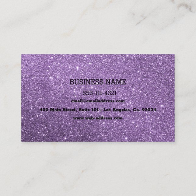 Custom Purple Glitter Business Card (Back)