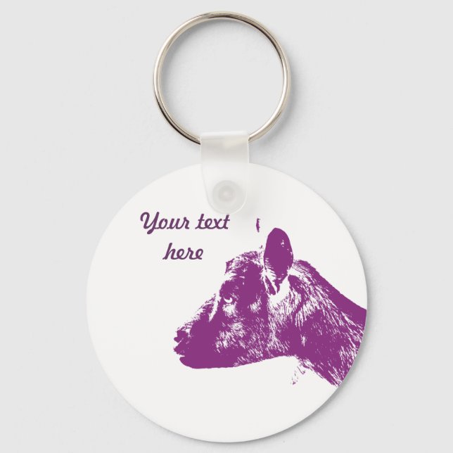 Custom Purple Goat Lover Pop Art Design Key Ring (Front)