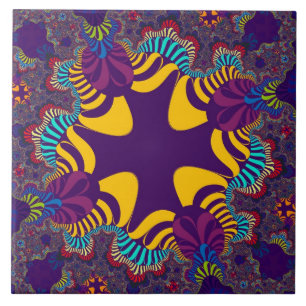 Custom Purple Gold Cross Large Tile