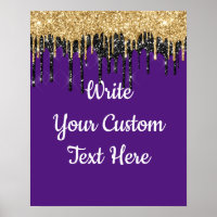Custom Purple Gold Glitter Birthday Photo Prop