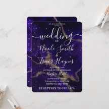 Custom Purple Gold Vein Alcohol Ink Wedding