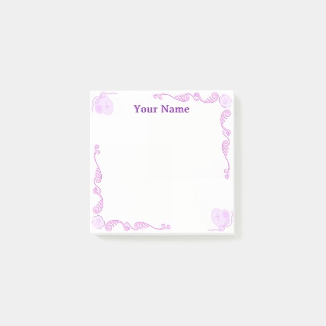 Custom Purple Heart Bow Post-it Notes (Front)