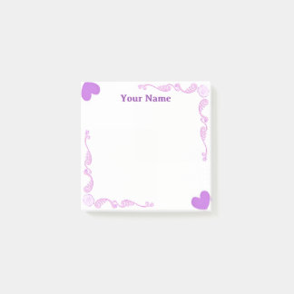 Custom Purple Heart Filigree Post-it Notes