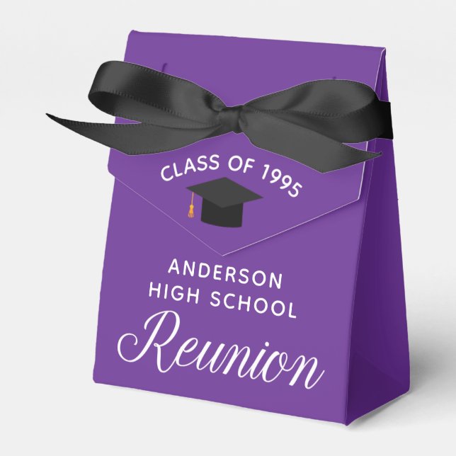Custom Purple High School Reunion Party Favour Box (Front Side)