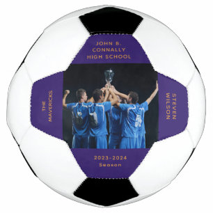 Custom Purple High School Senior Photo Graduation Soccer Ball