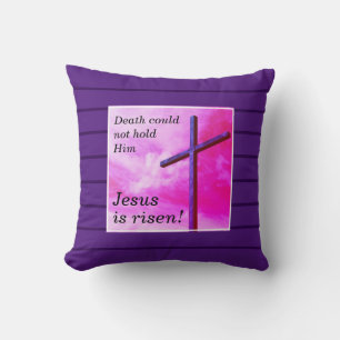 Custom Purple JESUS IS RISEN Easter Cushion