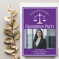Custom Purple Law School Graduation Photo Party