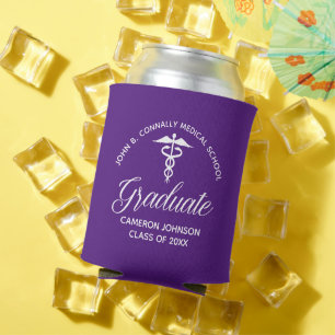 Custom Purple Medical School Graduation Party Can Cooler