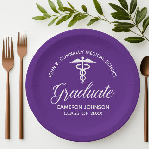 Custom Purple Medical School Graduation Party Paper Plate