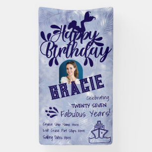 Custom Purple Mermaid Happy Birthday Cruise Door Banner