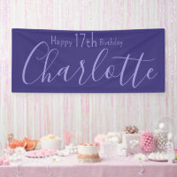 Custom Purple Modern Chic Happy 17th Birthday