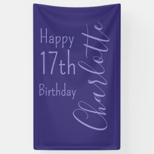 Custom Purple Modern Simple Chic Happy Birthday   Banner