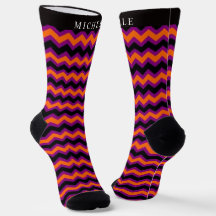 Custom Purple Orange Black Chevron Pattern