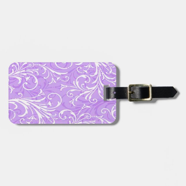 Custom Purple Ornamental Luggage Tag (Front Horizontal)