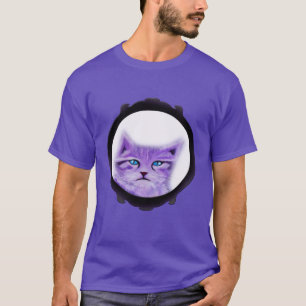 Custom purple painted cat with blue eyes in frame T-Shirt
