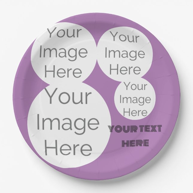 custom purple paper photo text template  plate (Front)