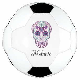 Custom Purple pastel goth Sugar Skull Soccer Ball