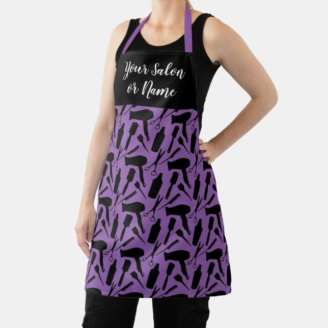 Custom Purple Pattern Hairstylist Hair Salon Apron (Insitu)
