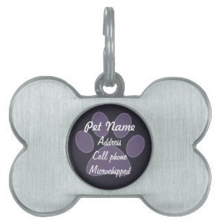 Custom Purple Paw Print Pet Tag