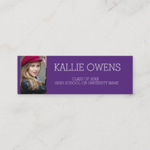 Custom Purple Photo Graduation Insert Name Card