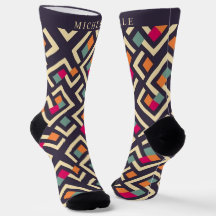 Custom Purple Pink Green Orange Geometric Pattern