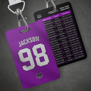 Custom Purple Player Team Roster Card Sport Badge ID Badge