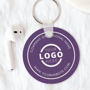 Custom Purple Promotional Business Logo Branded Key Ring
