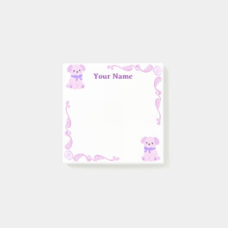 Custom Purple Puppy Filigree Post-it Notes