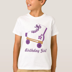 Custom Purple Roller Skate Birthday Girl T-Shirt