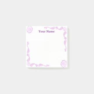 Custom Purple Rose Filigree Post-it Notes