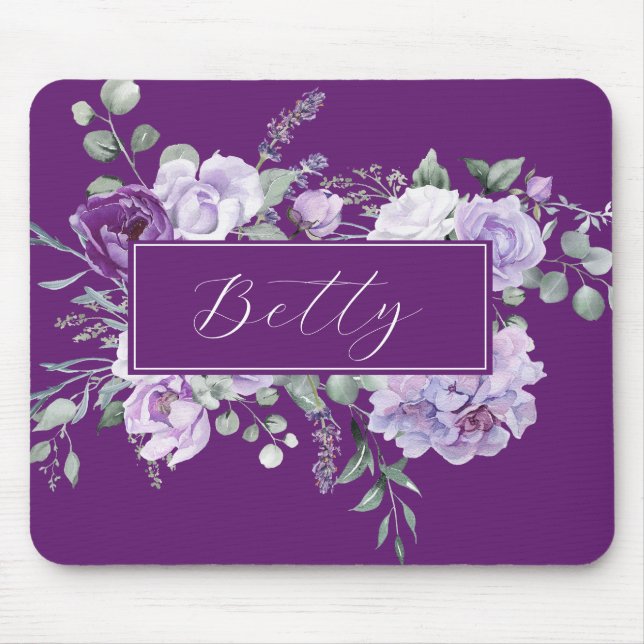 Custom Purple Roses Mouse Pad (Front)