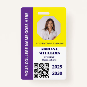Custom Purple  School College University Student  ID Badge