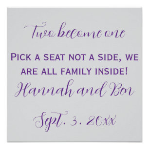 Custom Purple Script Wedding Backdrop Poster
