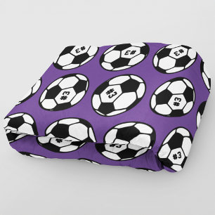 Custom Purple Soccer Ball Pattern Fleece Blanket