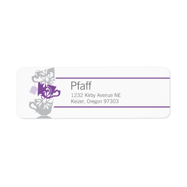 Custom Purple Tea Return Address Label (Front)