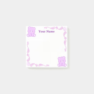 Custom Purple Teddy Bear Filigree Post-it Notes
