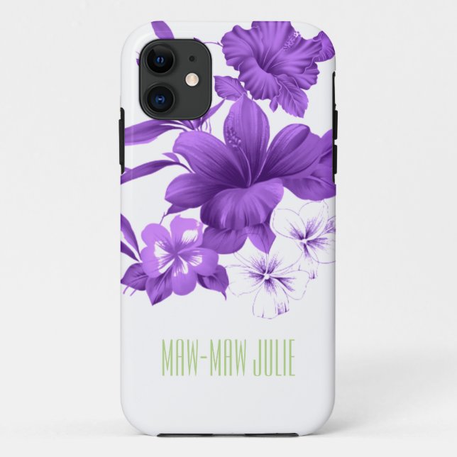 Custom Purple Tropical Flowered Phone Case (Back)