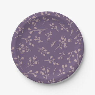 Custom Purple Tulip Leaf Feather Two Color Pattern Paper Plate